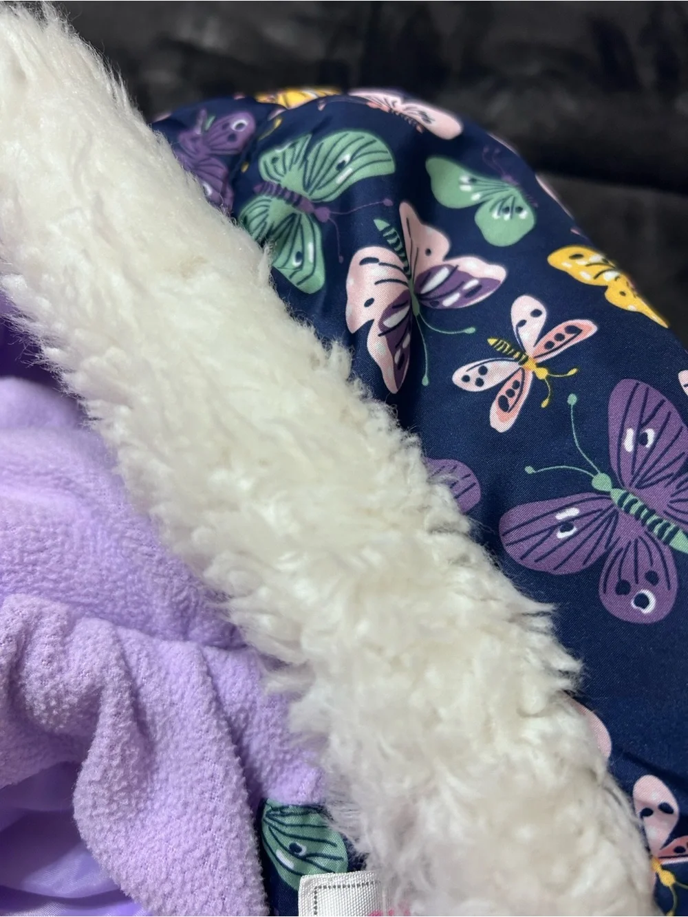 Carter’s Blue Butterfly Print Faux Fur Hooded Puffer Jacket